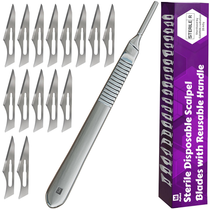 15 Pack Scalpel Blades #11 and Scalpel Handle #3 Stainless Steel, Size 11 Scalpel Blades with Scalpel Handle, High Carbon Steel Dermablade 11 Blades and Handle