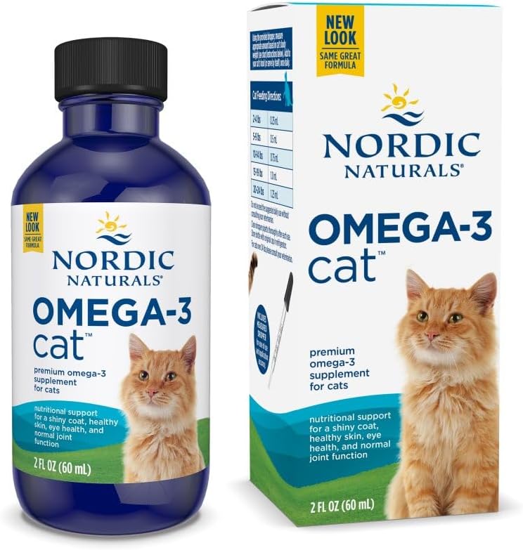 Nordic Naturals Omega-3 Cat, Unflavored - 2 oz - 304 mg Omega-3 Per One mL - Fish Oil for Cats with EPA & DHA - Promotes Heart, Skin, Coat, Joint, & Immune Health - Non-GMO