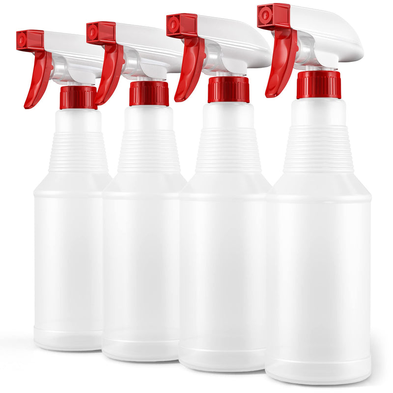 LiBa Spray Bottles (4 Pack,16 Oz), Refillable Empty Spray Bottles for Cleaning Solutions, Hair Spray, Watering Plants, Superior Flex Nozzles, Mist Sprayer, Bleach/Vinegar/Rubbing Alcohol Safe Frosted
