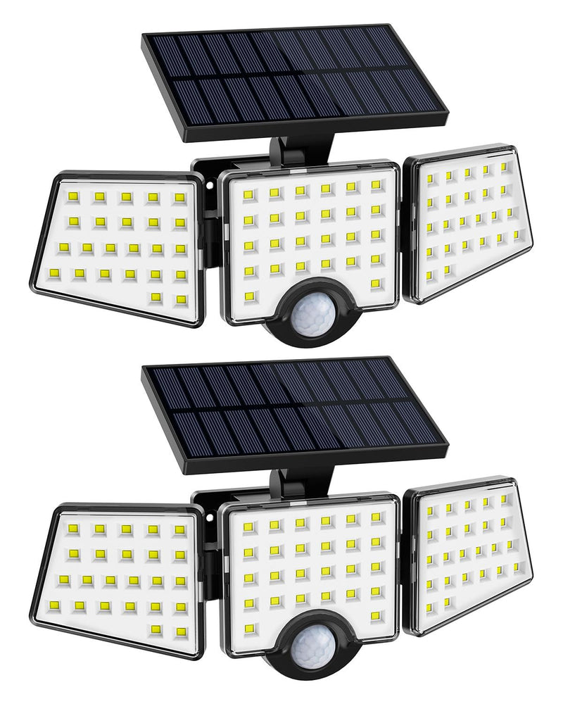 LE Solar Lights for Outside, Solar Lights Outdoor with Motion Sensor, WL4000 High Brightness, 3 Adjustable Heads 270° Wide Lighting Angle, IP65 Waterproof, Wireless Wall Lamp for Yard Garage, 2 Packs