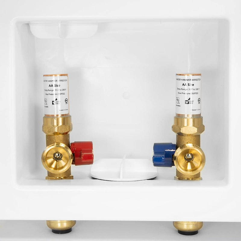 1Pc EFIELD 1/2"Push Washing Machine Box,Center Drain/Copper Arrestor(WM015) With Water Hammer Arrestor