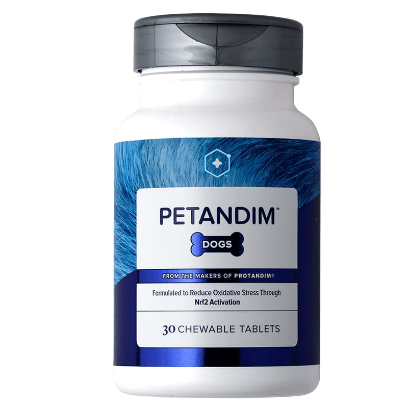 Petandim Dog Vitamins, 30 Chewable Tablets, Reduce Oxidative Stress, Joint Supplement for Dogs, Dog Skin and Coat Supplement, Vitamin for Dogs in a Bacon, Chicken, and Liver Flavored Chewable Tablet - PawsPlanet Australia