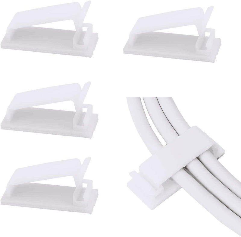 SOULWIT 50Pcs Self Adhesive Cable Management Clips, Cable Organizers Wire Clips Cord Holder for TV PC Ethernet Cable under Desk Home Office (White) White - NewNest Australia