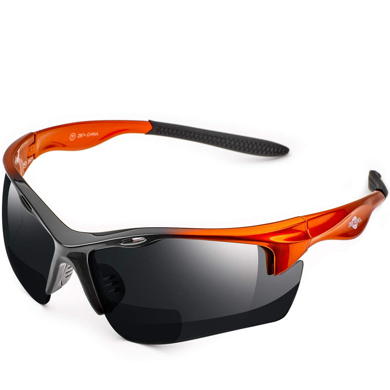ToolFreak Rebel Bifocal Safety Glasses, ANSI z87+ Impact and UV Dark Smoke 1.5