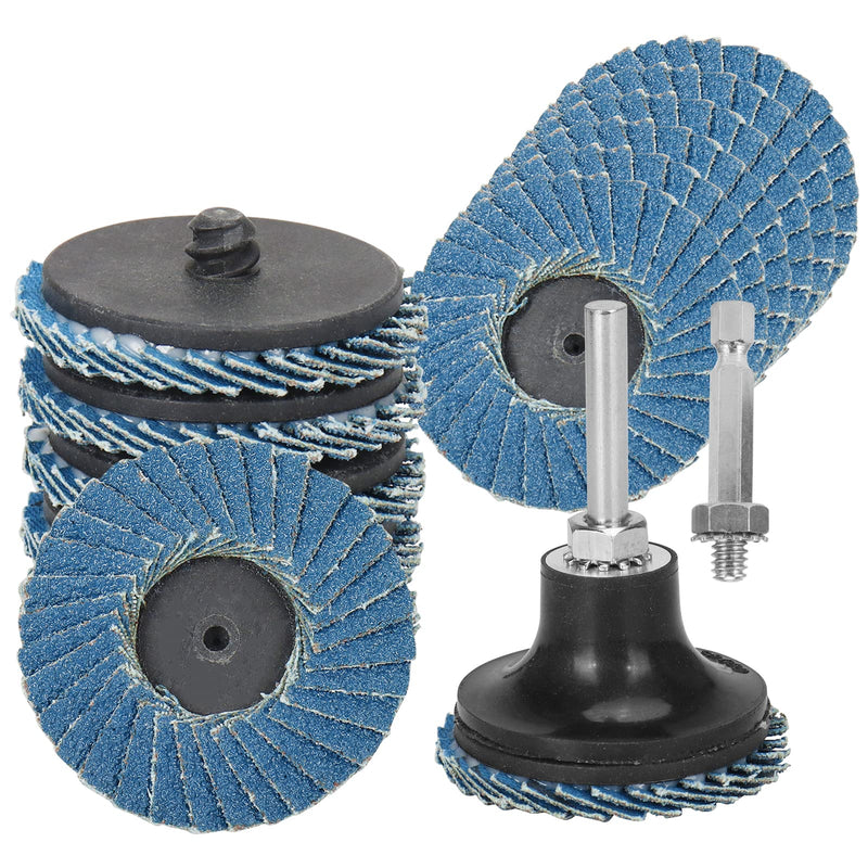 9Pcs 2 inch Zirconia Alumina Quick Change Flap Discs Grit 60 Flat Roll Lock Sanding Disc with Disc Pad Holder for Rotary Tools, Die Grinder Grinding Wheel Accessories Drill Sanding Attachment 60 Grit