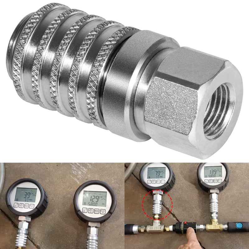 PD242 Series PD Steel Test Port and Diagnostic Equipment Quick Coupler with Female Pipe Thread, 1/8" Body Size, 1/4"-18 NPTF Thread Size, 2.12" Length (Heavy Duty)… PD242