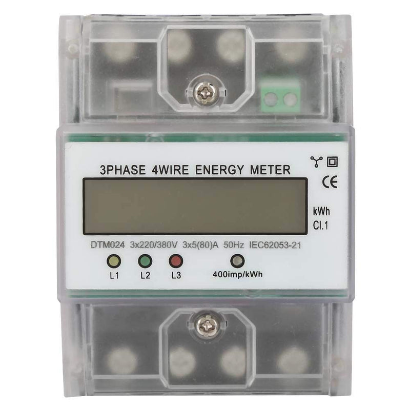 Three Phase 4P KWh Meter 220/380V 5-80A Digital Electric Power Consumption Monitor LCD Backlight