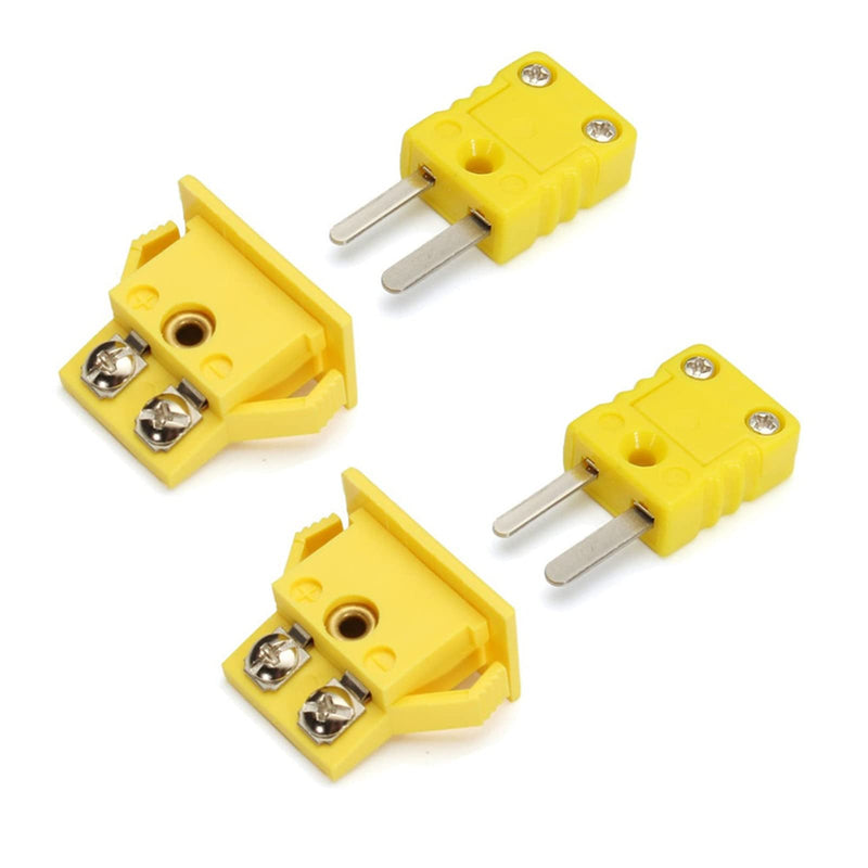 2Set K-Type Panel Mount Thermocouple Miniature Socket and Plug Connector(Yellow) Set of 2 K-Type Thermocouple