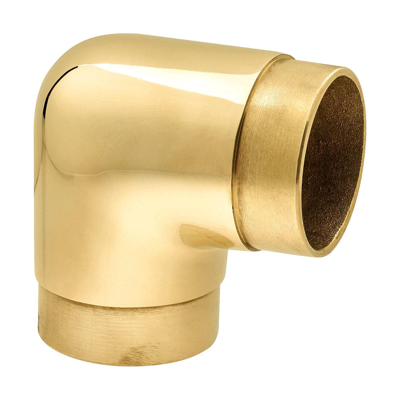 2" Dia. x 2-3/8" H Polished Brass 90 Degree Flush Elbow Fitting for 2-inch Bar Rail