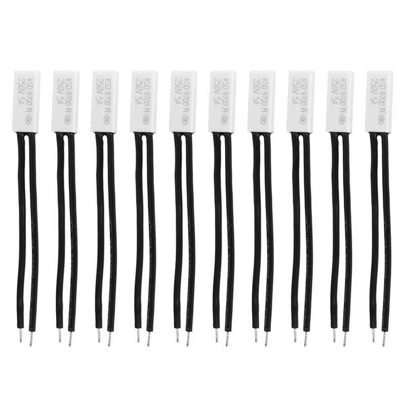 10pcs NO Temperature Control Switch, KSD9700 Normally Open Thermal Protector 250V 5ATemperature Controller 40-100℃(50℃)