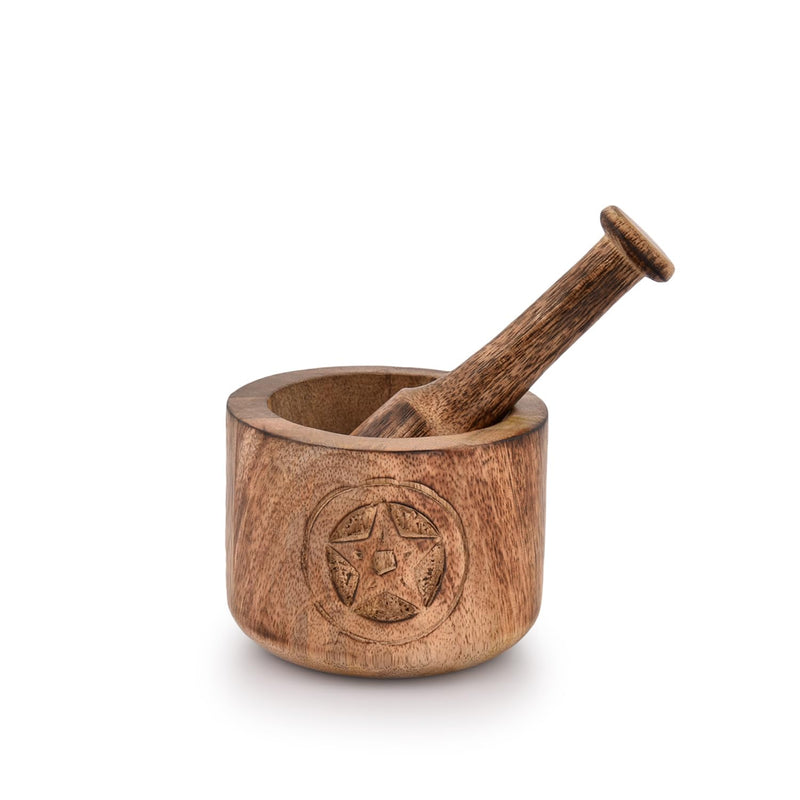 Kaizen Casa Wooden Mortar and Pestle Garlic Masher Hand Grinder Crusher Kitchen Gadgets