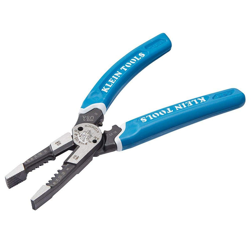 Klein Tools K12065CR Wire Stripper / Cutter / Crimper Tool for Cutting, Stripping, Crimping, Twisting (8-18 AWG solid, 10-20 AWG stranded) Crimping Pliers
