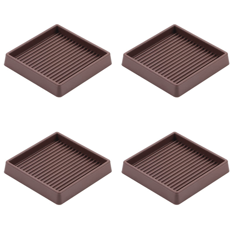 3X3 Rubber Caster Cups, Non Slip Furniture Pads, Anti-Slip Gripper, Anti Skid Furniture Feet, Anti Slide Floor Protector for Bed Couch Stoppers (Brown, 4 Pack) 3“ x 3”-Brown