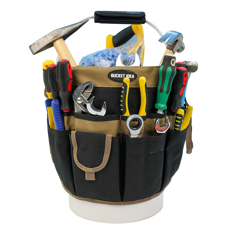 MELOTOUGH Bucket Tool Organizer With 35 Pockets Fits to 3.5-5 Gallon Bucket (Khaki) Khaki