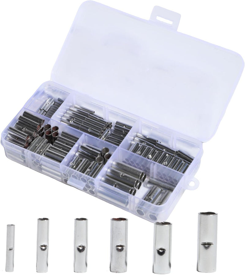 Wirefy 100 PCS Non Insulated Butt Connectors Kit - Butt Splice Connectors - Uninsulated Crimp Wire Connectors - 24-8 AWG | Uninsulated Butt Connector | Wire Butt Connectors 100 PCS - 24-8 AWG