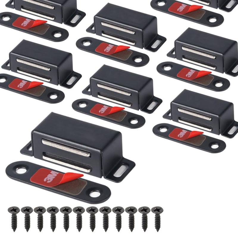 Mousike Cabinet Magnets Magnetic Door Catch Stainless Steel Door Magnet for Kitchen Bathroom Cupboard Wardrobe Closet Closures Cabinet Door Drawer Latch 20 lbs (Black 8Pack) Black-8Pack