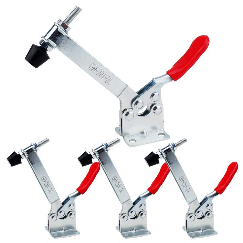 E-TING 4Pcs Hand Tool Toggle Clamp 201B-Upgrade Horizontal Clamp Antislip Quick Release Tool (Longer 201BL Toggle Clamp) Longer 201BL Toggle Clamp