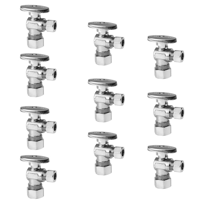 10Pcs EFIELD Angle Stop Valve 1/2"Nominal(5/8"OD)Comp x 3/8"OD(VALVE119-10) Pack of 10