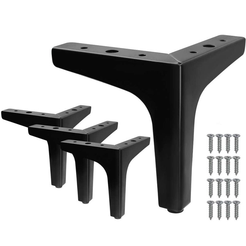 4pcs 6 Inch Furniture Legs, Modern Style Furniture Sofa Legs Metal Matte Black Triangle Feet for Table Cupboard Sofa Couch Chair 6" / 15cm, 4 Pcs