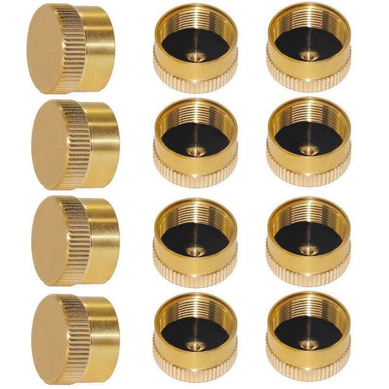 YOUHO 12pcs Brass Refill Cap 1 LB Propane Bottle Cap Gas Tank Cylinder Sealed Cap Protect Cap