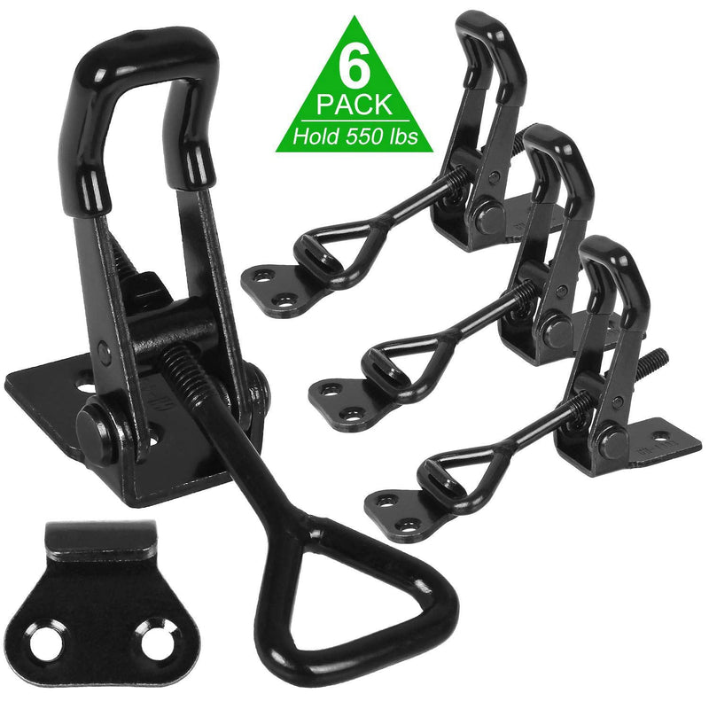 Adjustable Toggle Clamp Holding Capacity Toggle Latch Hasp Clamp Quick Release Pull Latch (Black-6pcs -550lbs) Black-6pcs -550lbs