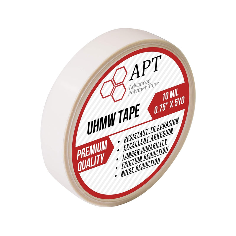 APT, UHMW (Ultra-high Molecular Weight) Polyethylene Tape, Resists Abrasion, Impact, for Surface Protection and Friction and Noise Reduction for Lining Sliding Surfaces. (0.75" x 5Yds, 10 Mil UHMW) 0.75" x 5Yds