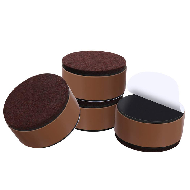 Ezprotekt 1.2 Inch Bed and Furniture Risers, Heavy Duty Round Sofa Tables Couch Chair Risers, Width 2.4"-Adds 1.2" Height, Supports 20,000 lbs, Protect Carpet & Floors from Scratches(4 Pack, Brown) 1.2"