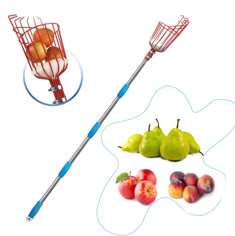 HOSKO 13FT Fruit Picker Tool, Lightweight High-Grade Stainless Steel Adjustable Fruit Picker with Metal Twist-on Basket, Suit for Apple Pear Cherry Mango Guava Orange Avocados Etc Fruit Picking