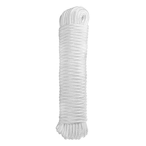 ATERET 1/4 inch by 80 Feet Polyester Rope I Multipurpose Clothelines Rope, UV Resistant & Excellent Shock Absorption I Ideal Use for Camping, Clothesline & Marine (1-Pack) 1/4" x 80' (1 Pack) White