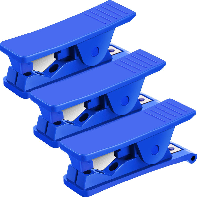 PTFE Plastic Tubing Cutter Hose Tube Cutter Pipe Cutter Accurate Tube Cutting Tool for Nylon PVC PU Tube and Hose Cut up to 3/4 Inch OD Tube (Blue, 3 Pieces) Blue