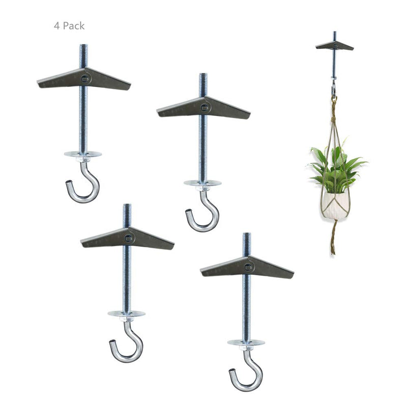 Alovexiong 4 Pack Carbon Steel Plasterboard Ceiling Hooks Spring Toggle Wing Bolts Hanger Wall Ceiling Installation Cavity Wall Fixing Anchors Ceiling Hook Heavy Duty Swag Hanging Plants 4pcs