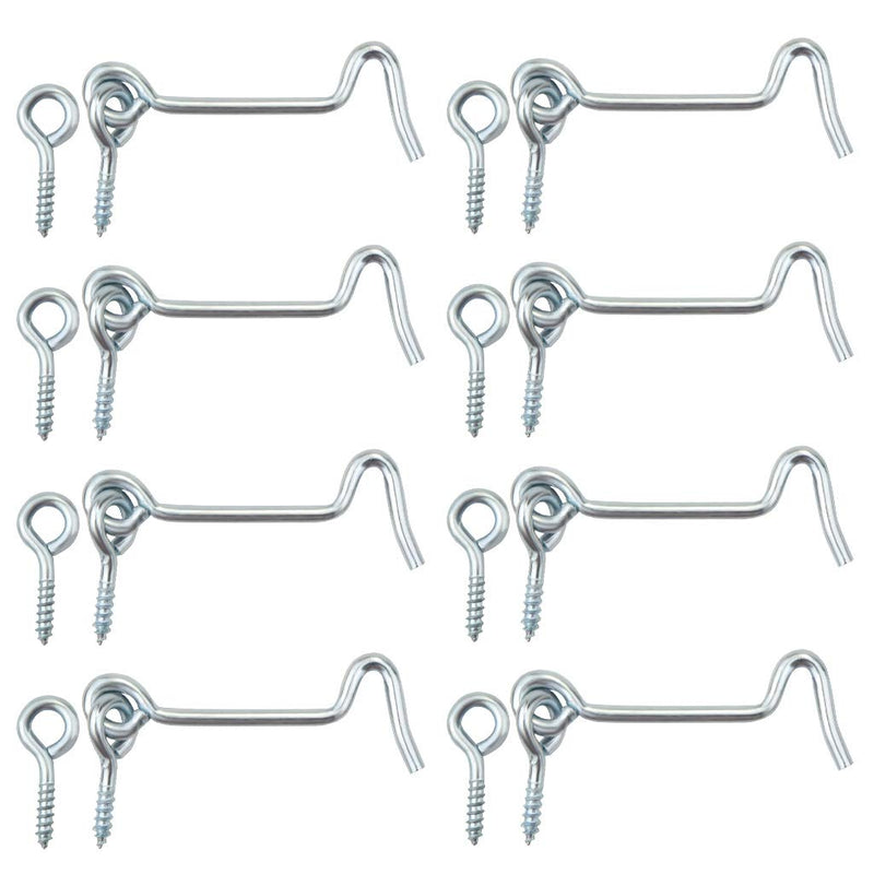 8 Pcs 2.5 inches Cabin Hook Eye Latch Gate Door Swivel Window Door Hook with Mounting Screws (Silver, 2.5 inches) Silver