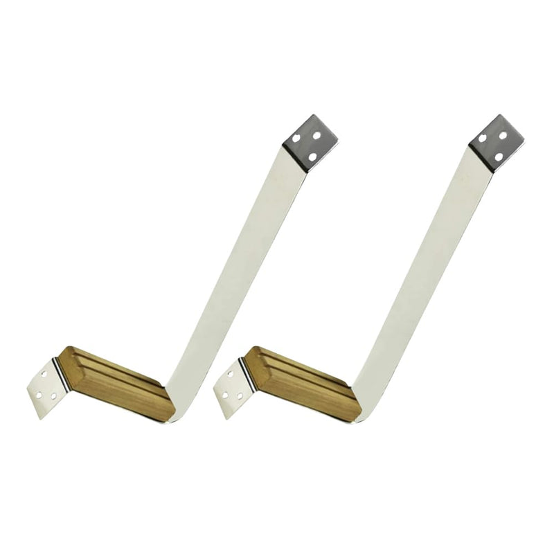 MARINE CITY Teak Mast Step, Stainless Steel, 12" x 5", Anti-Skid Teak Pad, Corrosion Resistant, for Boats 2 PCs