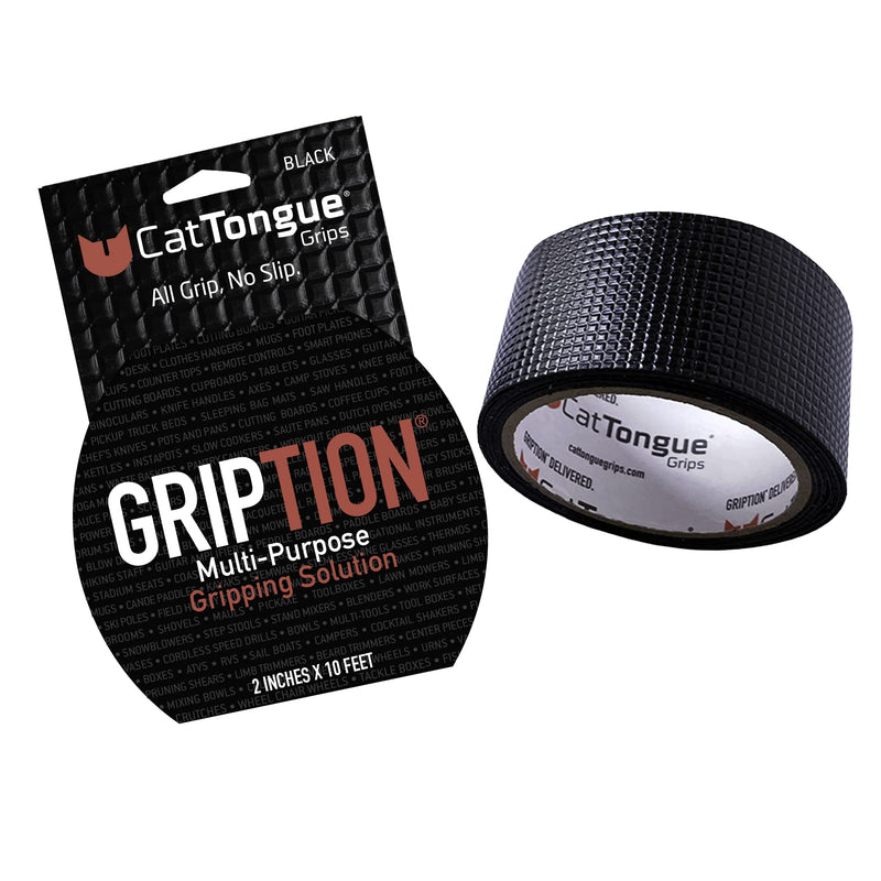 CATTONGUE GRIPS Non-Abrasive Anti Slip Grip Tape – 2” Thick Heavy Duty Tape for Indoor & Outdoor, Customizable, Waterproof, & Durable Anti-Slip Tape (Black, 10ft) 2" x 10' Black