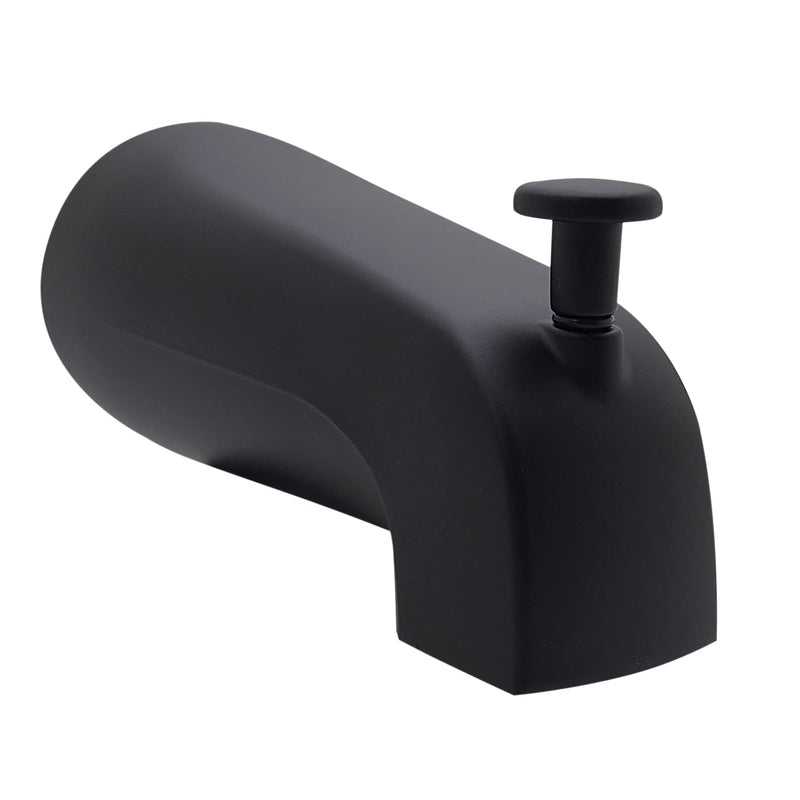 Westbrass E531D-1F-62 5-1/4" Reach Wall Mount Tub Spout with Front Diverter, Matte Black 1 Pack