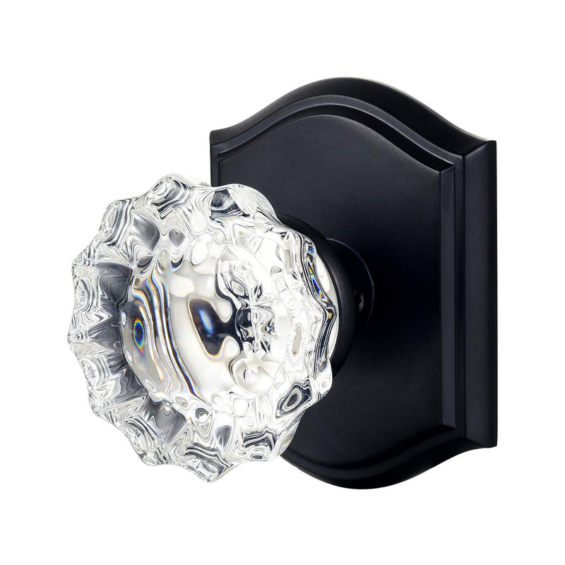 Passage Glass Door Knobs Interior, Antique Crystal Door Knobs for Hall and Closet, Matte Black Passage