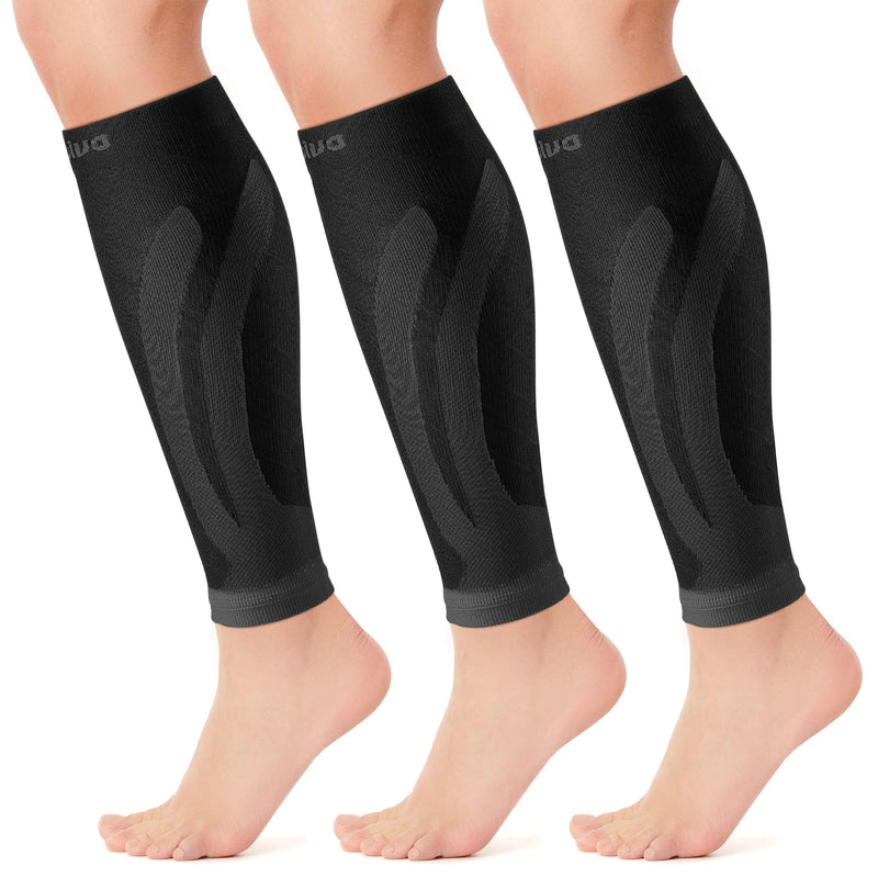 CAMBIVO 3 Pairs Calf Compression Sleeve for Women Men, Leg Support for Shin Splints Large-X-Large Black