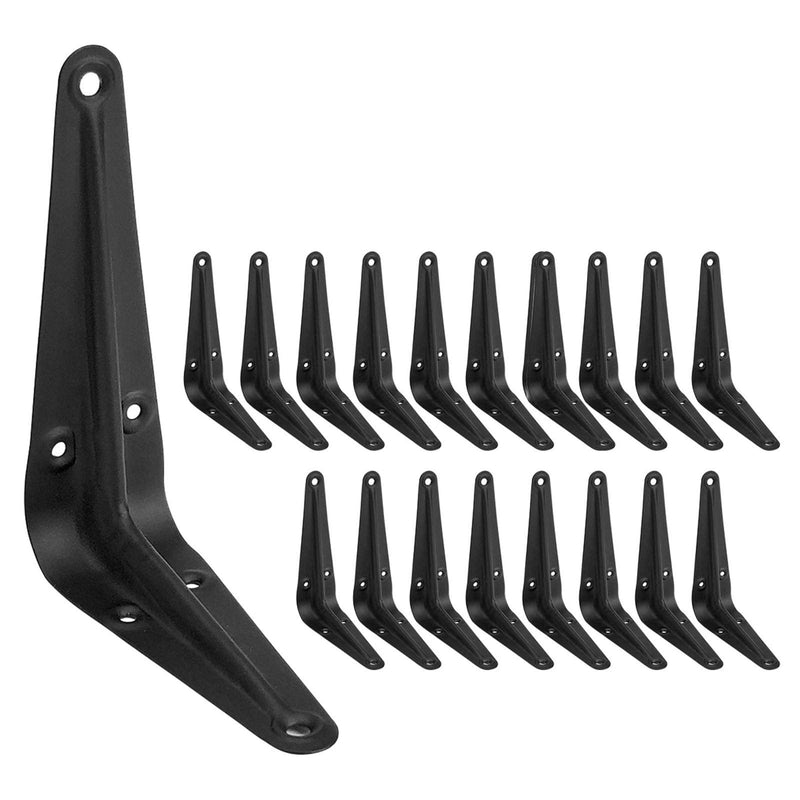 20 Pack Shelf Brackets 4 x 3 Inch, Heavy Duty Black Metal Floating Shelves Bracket, L Bracket Corner Brace Support, Metal Joint Angle Bracket for Hanging 4 x 3 inch -20 Pack
