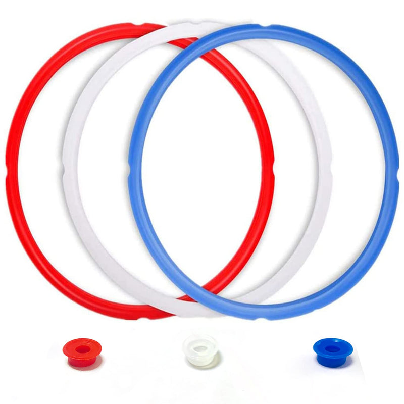 Silicone Sealing Ring for InstaPot - 3 Pcs Replacement Silicone Gasket Seal Rings with 3 Colors(Red, Clear and Blue) - Gasket Accessories for 5/6 Qt InstaPot 6 Quarts