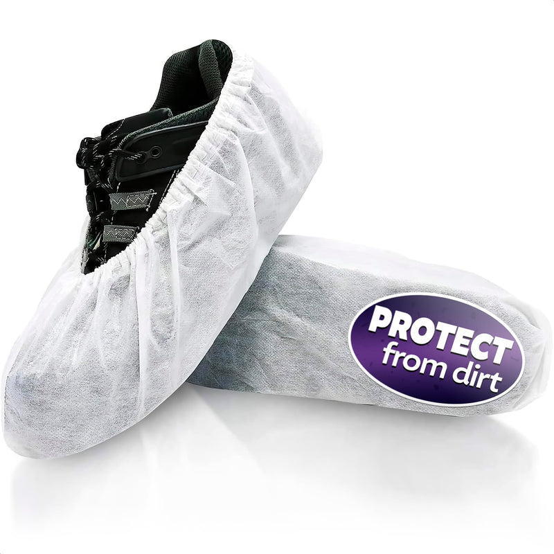 100Pcs Shoe Protector Disposable Shoe Covers for Indoors - Non Slip Shoe Covers Shoe Booties Protectors for Outdoor Shoe Covers - 50Pairs White Shoe Booties Disposable for Walking Boot 50Pairs Disposable White Shoe Covers