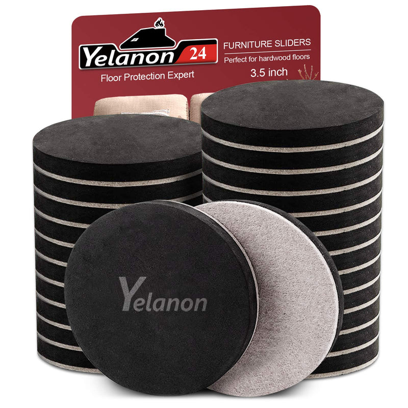 Yelanon Felt Furniture Sliders, 20pcs-3 1/2” Furniture Sliders for Carpet, Furniture Pads Hardwoods Floors, Heavy Furniture Movers Sliders, Reusable Moving Pads, Floor Protectors for Carpet 20pcs 3.5"