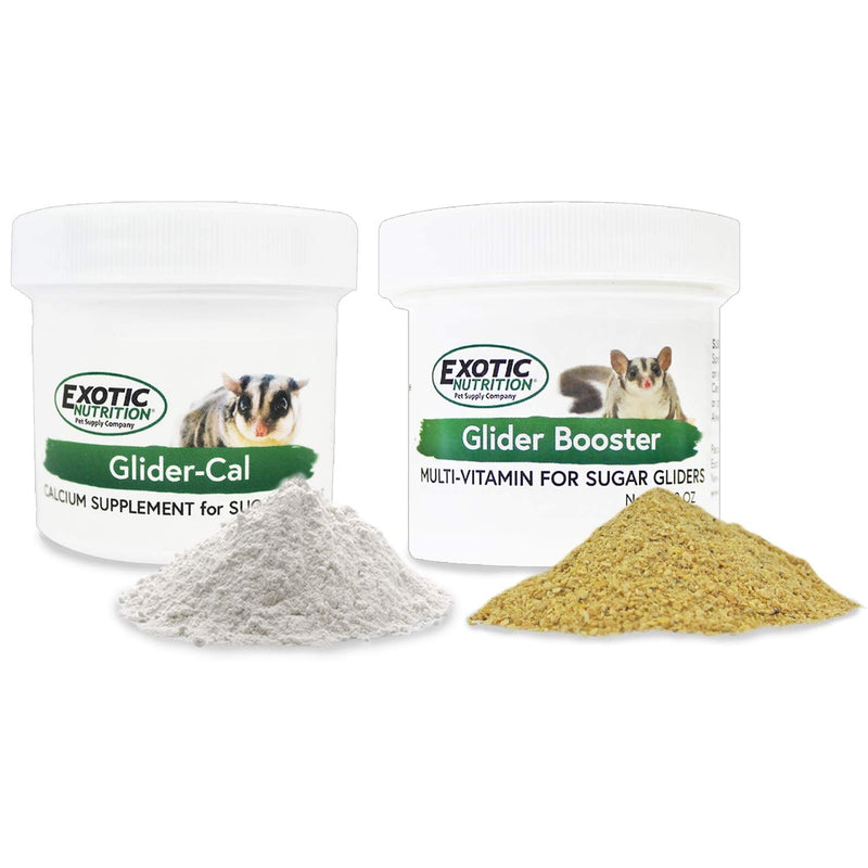 Exotic Nutrition Sugar Glider Vitamin Combo Pack - Powder Multivitamin & Powder Calcium Supplement for Pet Sugar Gliders - PawsPlanet Australia