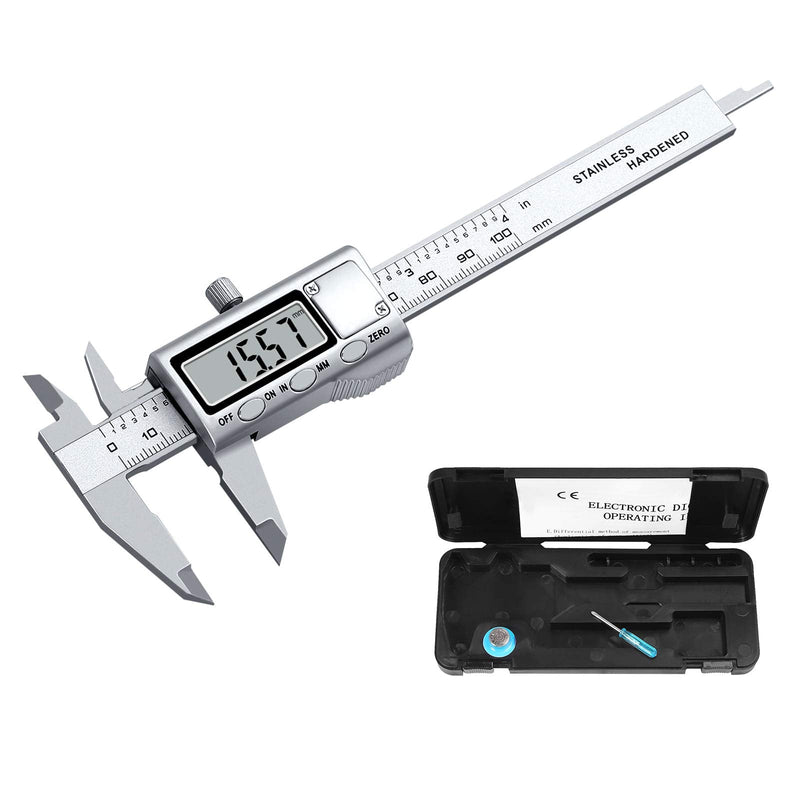 Neoteck 4 inch/100mm Digital Caliper, Stainless Steel Electronic Calipers Measuring Tool inch/mm Conversion, Large LCD Screen 4 inch Digital Caliper