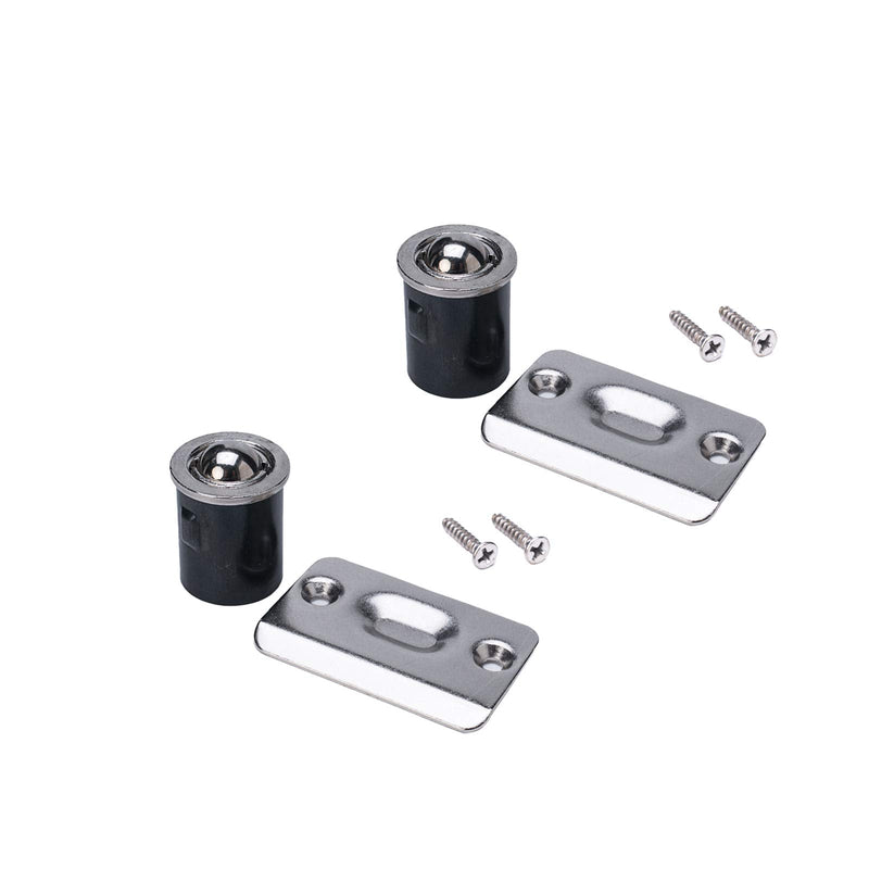 2 Pack Closet Door Ball Catch Cabinet Stainless Steel Adjustable with Strike Plate Drive-in Spring Ball Latches Brushed Stain Finish Ball Catch Hardware Rust Proof for Door Kitchen 2 Pack Satin Nickel