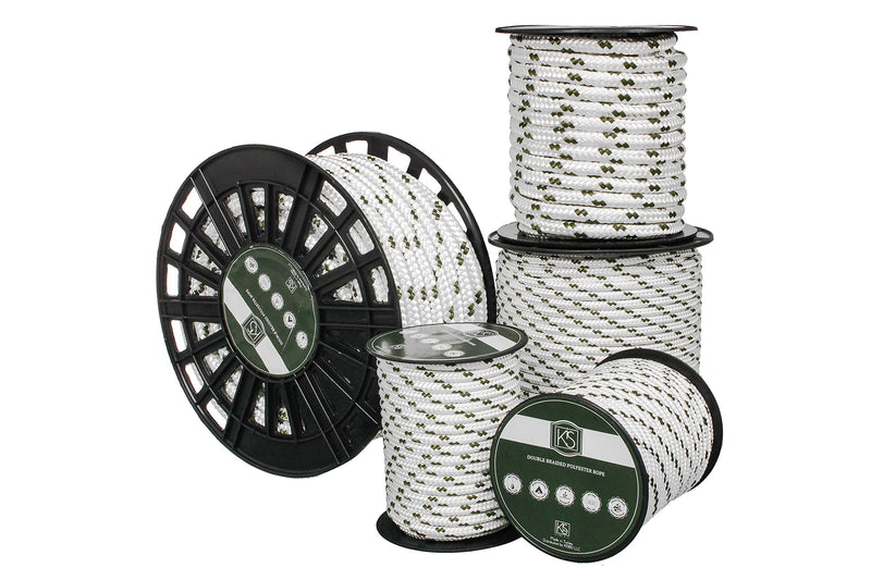 KIS Premium Quality Double Braided Nylon Polyester Rope 6 MM (1/4 inch 60 ft) - Boat, Docking, Anchor - Heavy-Duty Extra Strength - Multi-Purpose, Sailing, Crafting, Camping, Marine - Made in Turkey 1/4" 60 ft