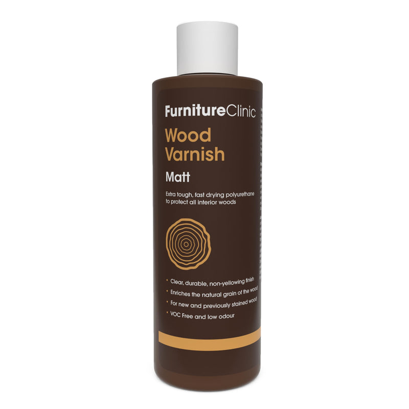 Furniture Clinic Wood Varnish |Polyurethane Waterproof Coating | Water Based Clear Coat | Wood Sealer for Indoor & Outdoor Furniture (Matte, 8.5oz / 250ml) Matte 250ml / 8.5 Oz