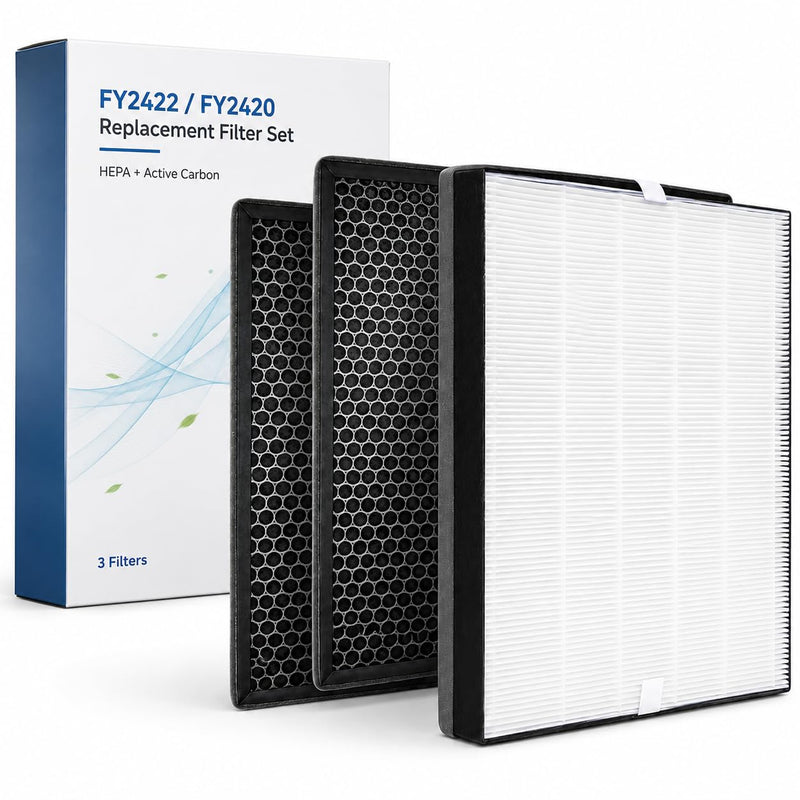 FY2422 Nano Protect Hepa and FY2420 Active Carbon Filters Replacement Compatible with Phil-lips Air Purifiers Series 2000 2000i, Replace AC2889 AC2882 AC2887 (3 Pcs)
