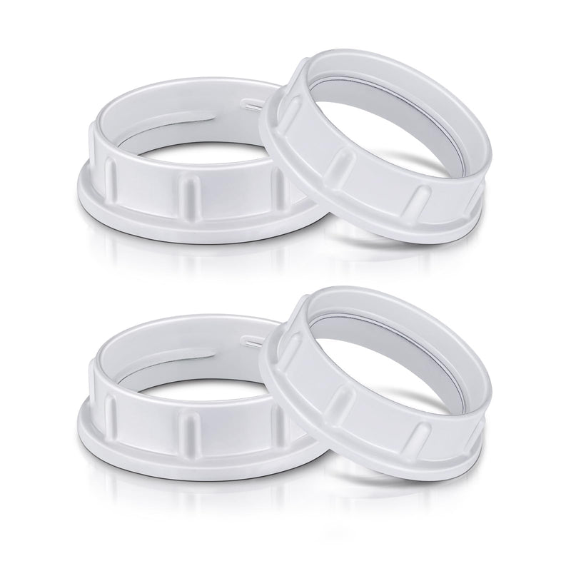 Light Socket Shade Rings,Aluminum Threaded Socket Ring for Medium Base E26 Sockets,Retaining Rings for Glass Lamp Shades/Light Fixtures (4-Pack White Color/For Thread Diameter 1-1/2 Inches) 1-1/2" White Aluminum