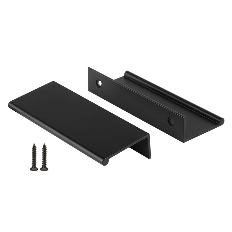Peaha 10 Pack Black Cabinet Pulls Kitchen Handles 3 inch Aluminum Alloy Edge Finger Pull Dresser Drawer Handles Hole Centers:3in(76mm)