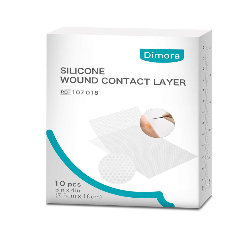 Dimora Silicone Wound Contact Layer, Non-adhering Dressing, Transparent Wound Dressing Pads, 3in x 4in (7.5cm x 10cm), 10 pcs 10 Count (Pack of 1)